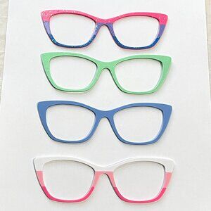 Set of 4 3D Printed Textured-Sparkle Pair Eyewear Toppers-Wanda